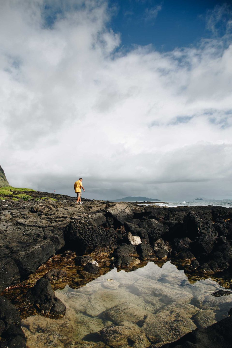 Norman Berg walking the coastline