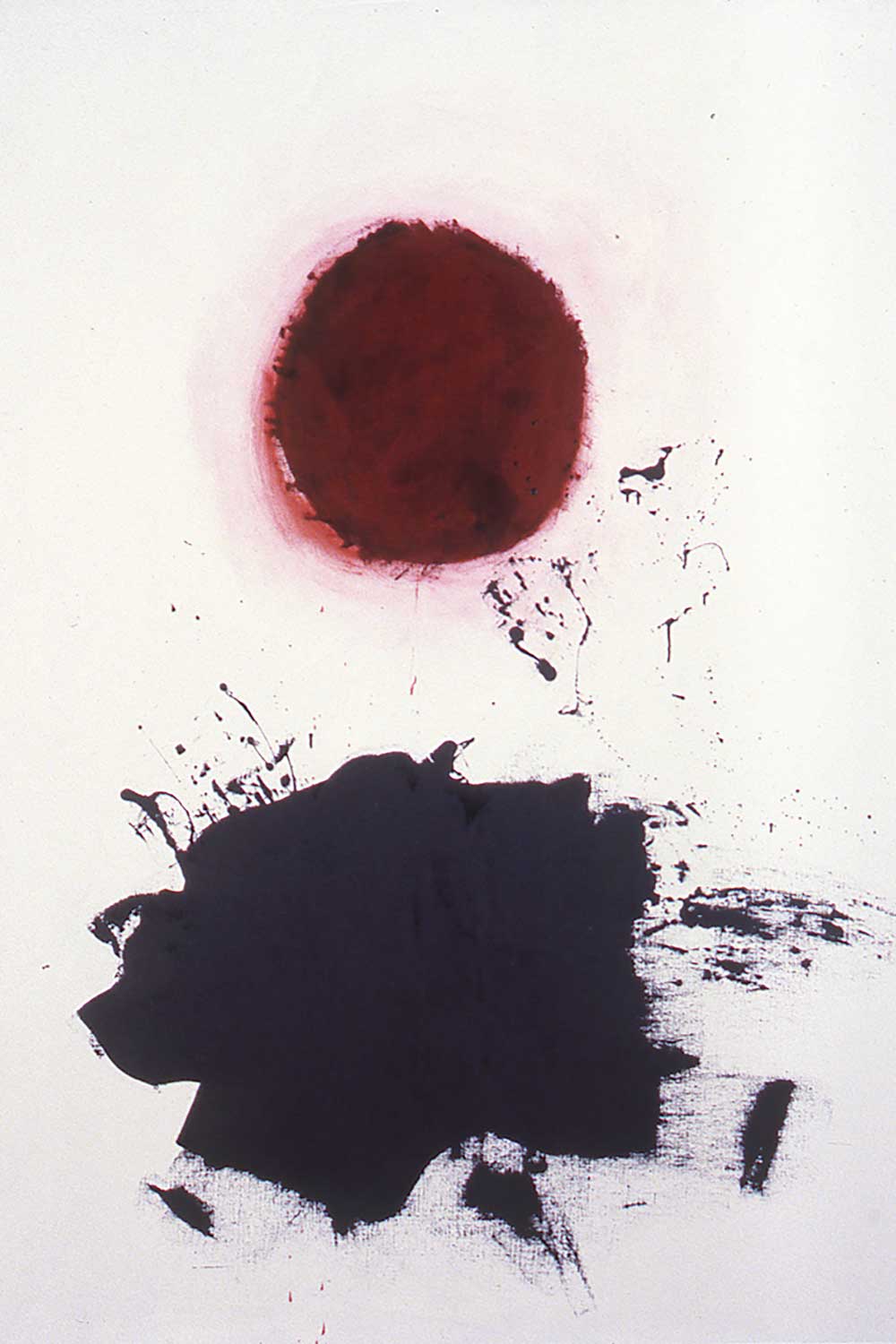 Ab-Ex_2 black and red Oil painting titled Edge by Gottlieb