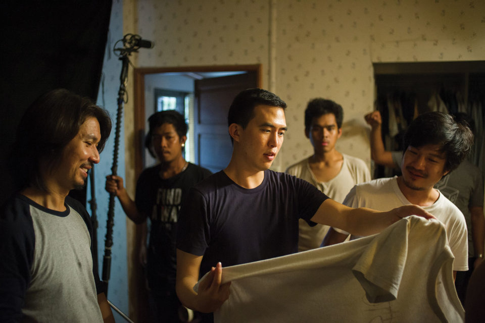 Jason Kim on the set of his award-winning feature.